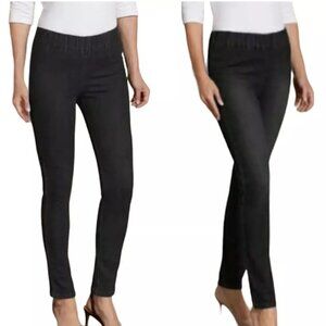 SOFT SURROUNDINGS Metro Denim Jeggings, Black Skinny Casual Elastic Waist, PXS